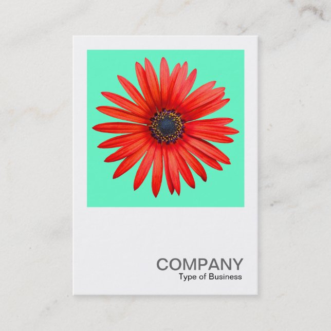 Square Photo 0344 - Red Djävulen på turkos Visitkort (Framsida)