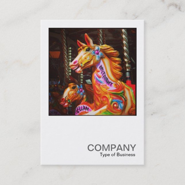 Square Photo 0441 - Merry-go-Round Horses Visitkort (Framsida)