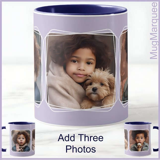 Square Photo Collage Modern Lilac C123 Mamma Mor Mugg (Skapare uppladdad)