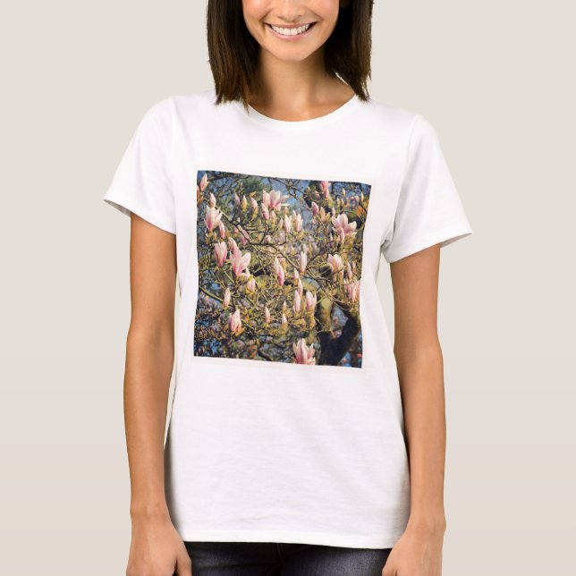 Square Photo - Magnolia Blommar T Shirt (Framsida)