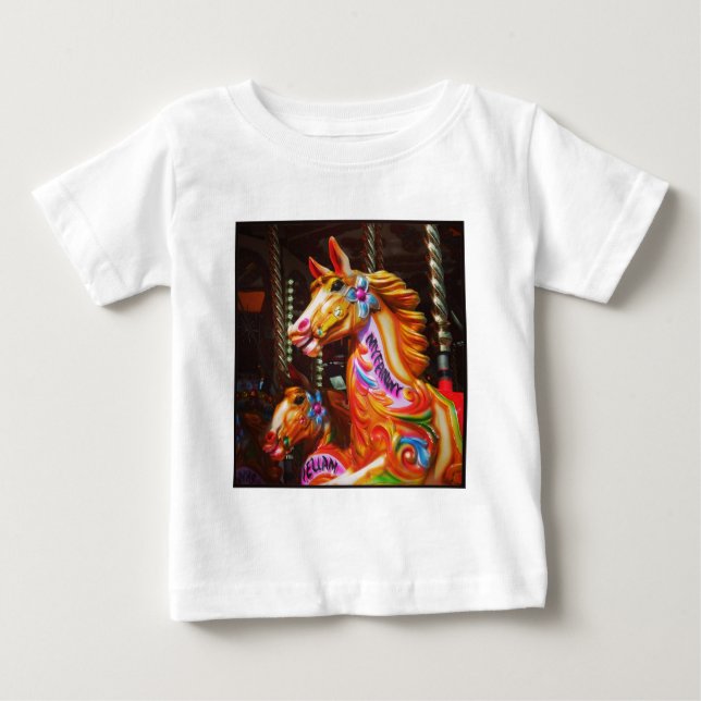 Square Photo - Merry-go-round Horses 02 T-shirt (Framsida)