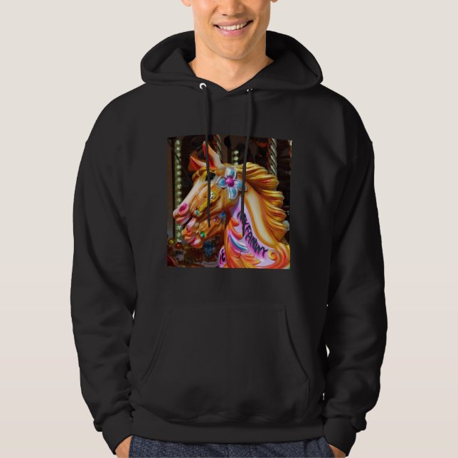 Square Photo - Merry-go-round Horses Sweatshirt Med Luva (Framsida)