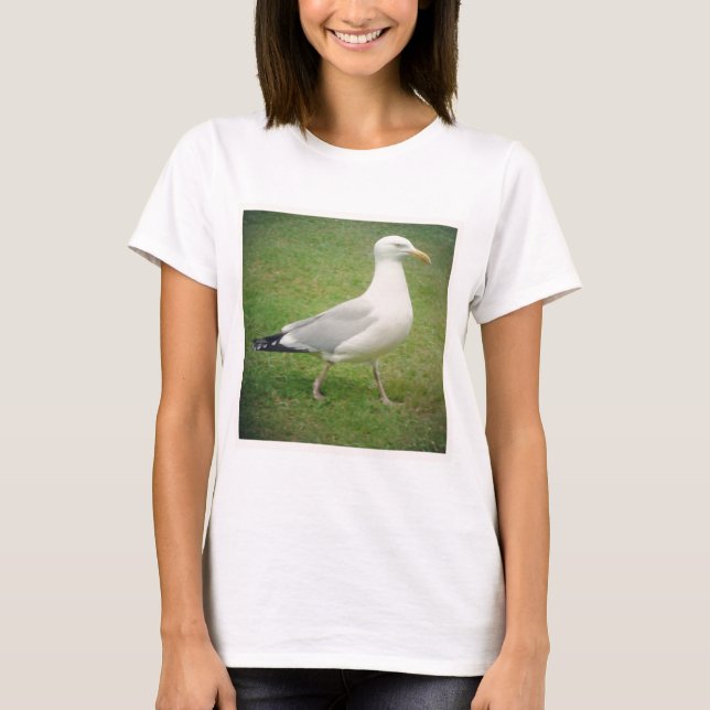 Square Photo - Walking Fiskmås Tee Shirt (Framsida)