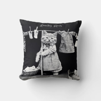Square Pillow, Cat Hanging Tvätt Kudde