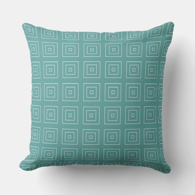 Square Prisms Teal White Kudde (Framsida)