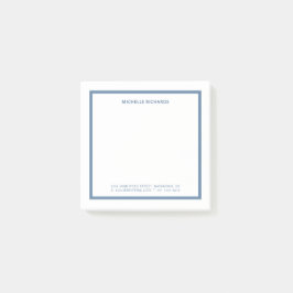 Square Professional Dusty Blue Border Stationery Post-it Block