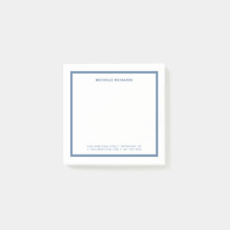 Square Professional Dusty Blue Border Stationery Post-it Block