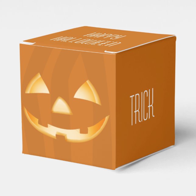 Square Pumpkin Halloween-favoritruta - Bus eller g Presentaskar (Framsidan Sidan)