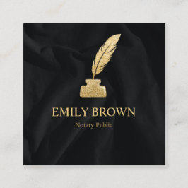 Square Quill Notary Loan Signing Agent Black Guld Fyrkantigt Visitkort
