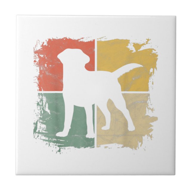 Square Retro Labrador Owner Gift Golden Svart lab Kakelplatta (Framsidan)