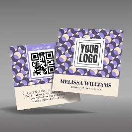 Square Retro Lavender Geometric Business Card Fyrkantigt Visitkort