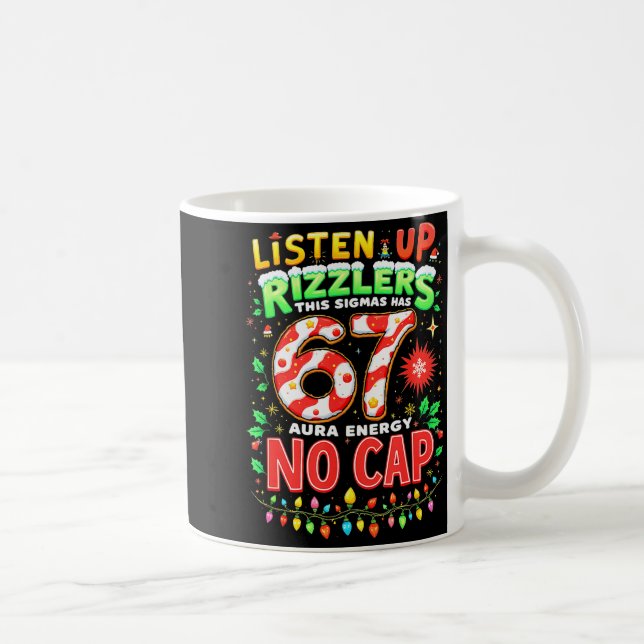 Square Root 4489 Six Seven Christmas Funny 67 Meme Kaffemugg (Höger)