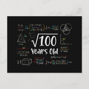 Square Root of 100 10th Birthday 10 Year Old Gifts Helg Vykort