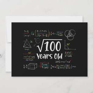 Square Root of 100 10th Birthday 10 Year Old Gifts Inbjudningar