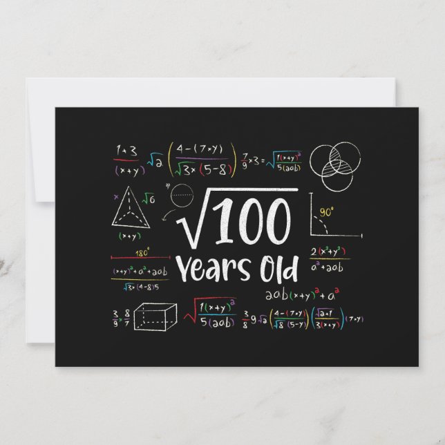 Square Root of 100 10th Birthday 10 Year Old Gifts Inbjudningar (Framsida)