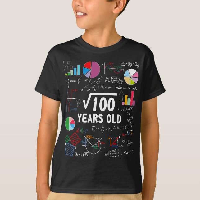 Square Root of 100 10th Birthday 10 Year Old Gifts T Shirt (Framsida)