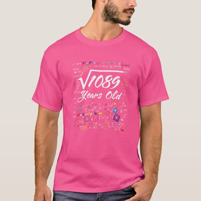 Square Root of 1089 33rd Birthday 33 Years Mat T Shirt (Framsida)