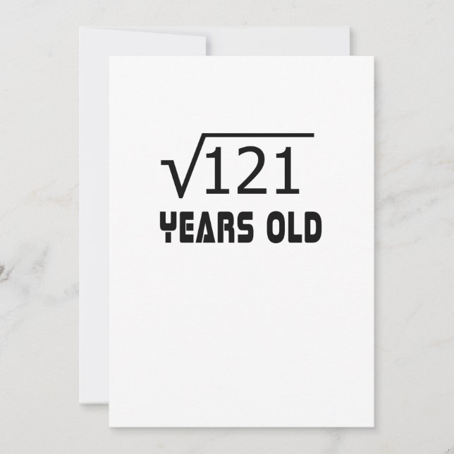 Square Root of 121 11 Ys old 11th Surt Kort (Framsida)