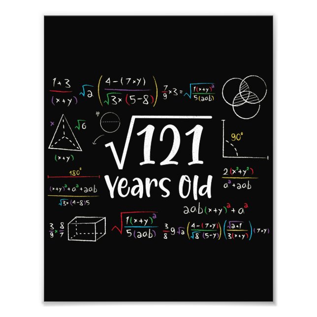 Square Root of 121 11th Birthday 11 Year Old Gifts Fototryck (Framsidan)