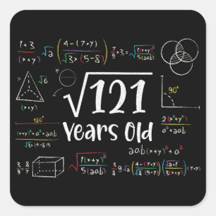 Square Root of 121 11th Birthday 11 Year Old Gifts Fyrkantigt Klistermärke