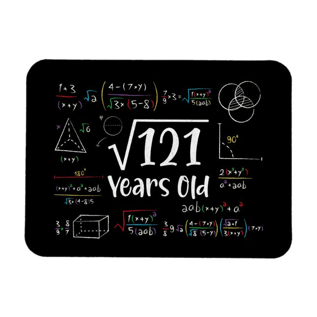 Square Root of 121 11th Birthday 11 Year Old Gifts Magnet (Horisontell)