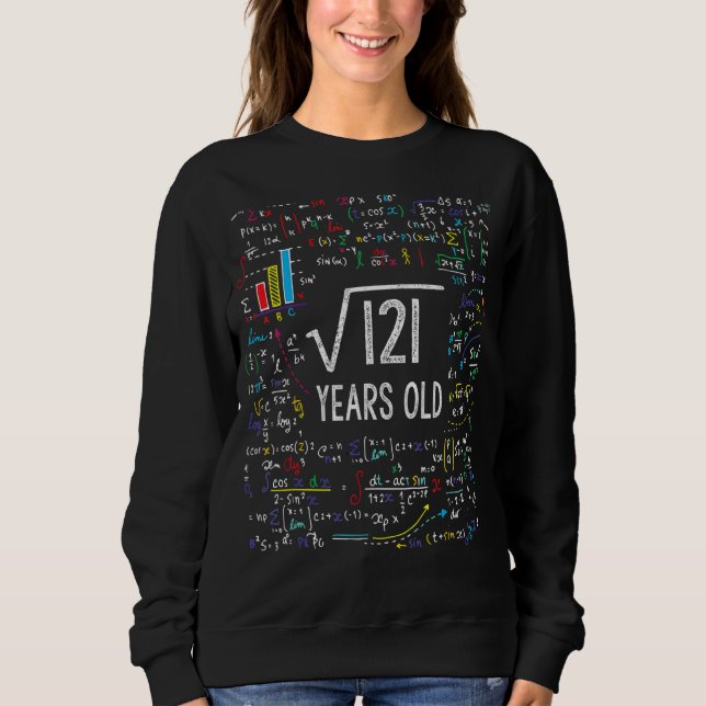 Square Root of 121 11th Birthday 11 Year Old Math T Shirt (Framsida)