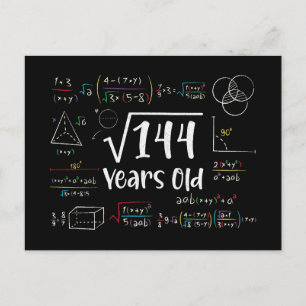 Square Root of 144 12:e Birthday 12 Year Old Gifts Helg Vykort