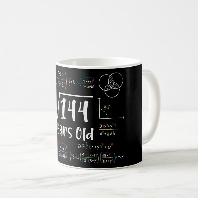 Square Root of 144 12:e Birthday 12 Year Old Gifts Kaffemugg (Framsida höger)