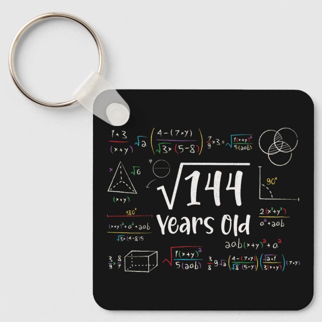 Square Root of 144 12:e Birthday 12 Year Old Gifts Nyckelring (Framsida)