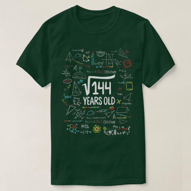 Square Root of 144 12:e Birthday 12 Years Old Math T Shirt (Design framsida)