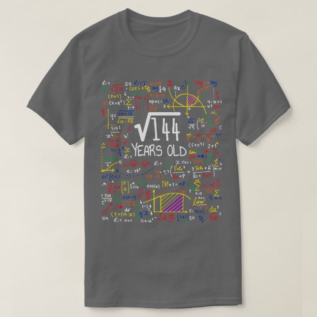 Square Root of 144 12:e Birthday Gift T Shirt (Design framsida)
