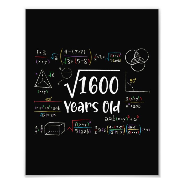 Square Root of 1600 40 Birthday 40 Year Old Gift Fototryck (Framsidan)