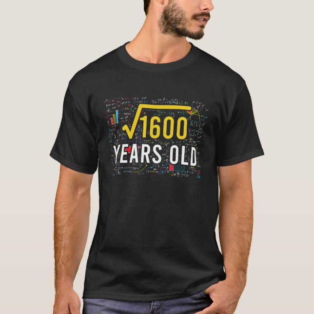 Square Root of 1600 40 Years 40th Birthday Mat T Shirt (Framsida)