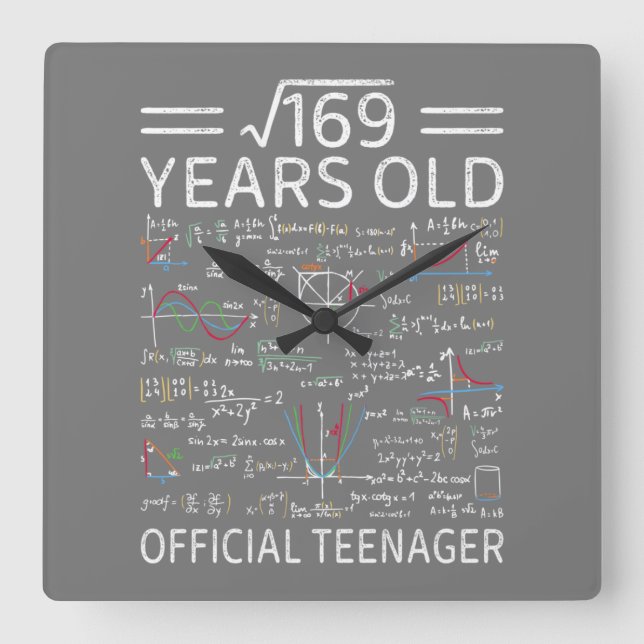 Square Root of 169,13 Years, Officiell Teenager Fyrkantig Klocka (Framsida)
