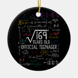 Square Root of 169 13 Years Old Officiell Birthday Julgransprydnad Keramik