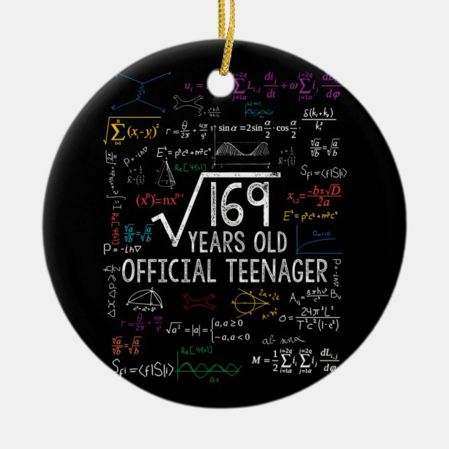 Square Root of 169 13 Years Old Officiell Birthday Julgransprydnad Keramik (Framsidan)
