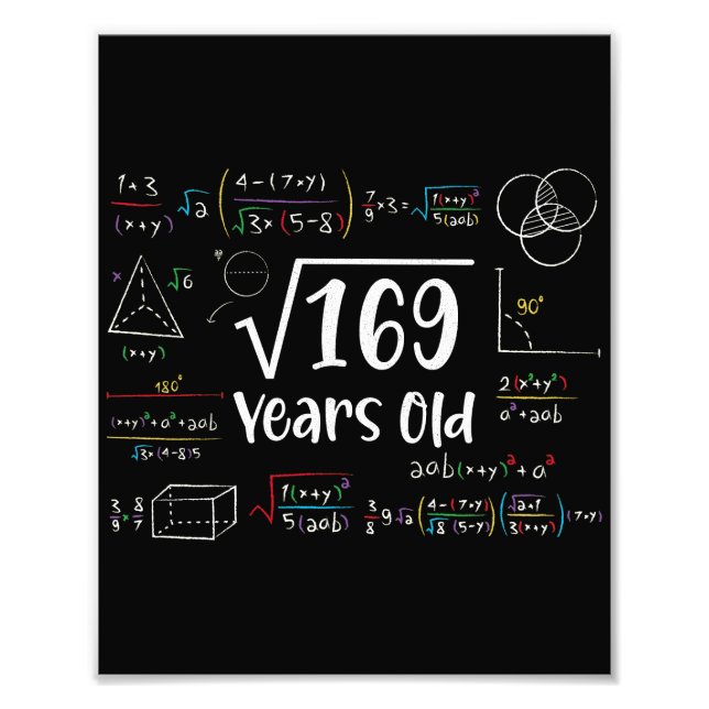 Square Root of 169 13th Birthday 13 Year Old Gifts Fototryck (Framsidan)