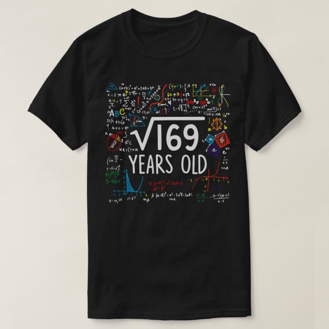 Square Root of 169 13th Birthday 13 Year Old Math T Shirt (Design framsida)