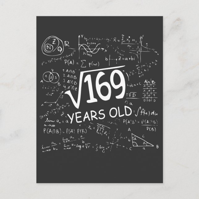 Square Root of 169 13th Birthday 13 Years Old Vykort (Framsida)