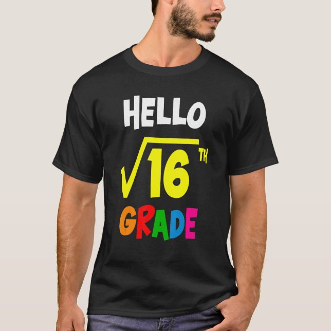 Square Root of 16 Back to school 4th Fjärde Klass T Shirt (Framsida)