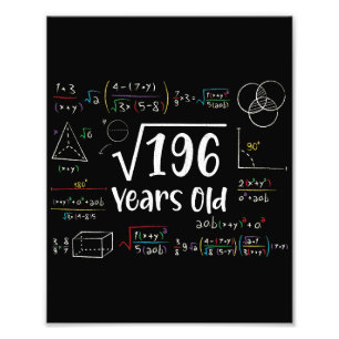 Square Root of 196 14th Birthday 14 Year Old Gifts Fototryck