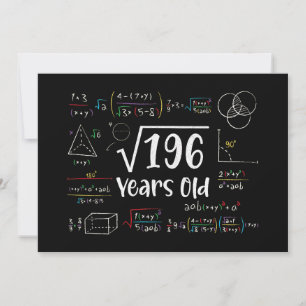 Square Root of 196 14th Birthday 14 Year Old Gifts Inbjudningar