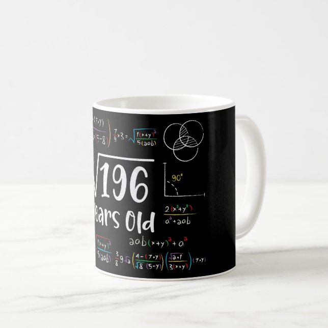 Square Root of 196 14th Birthday 14 Year Old Gifts Kaffemugg (Framsida höger)