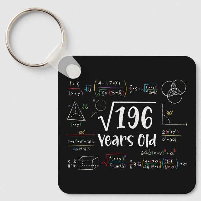 Square Root of 196 14th Birthday 14 Year Old Gifts Nyckelring (Framsida)