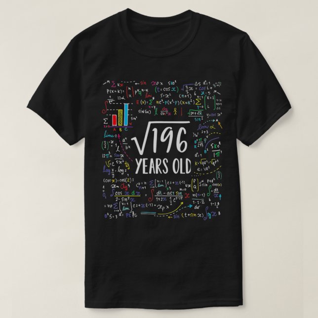 Square Root of 196 14th Birthday 14 Year Old Gifts T Shirt (Design framsida)