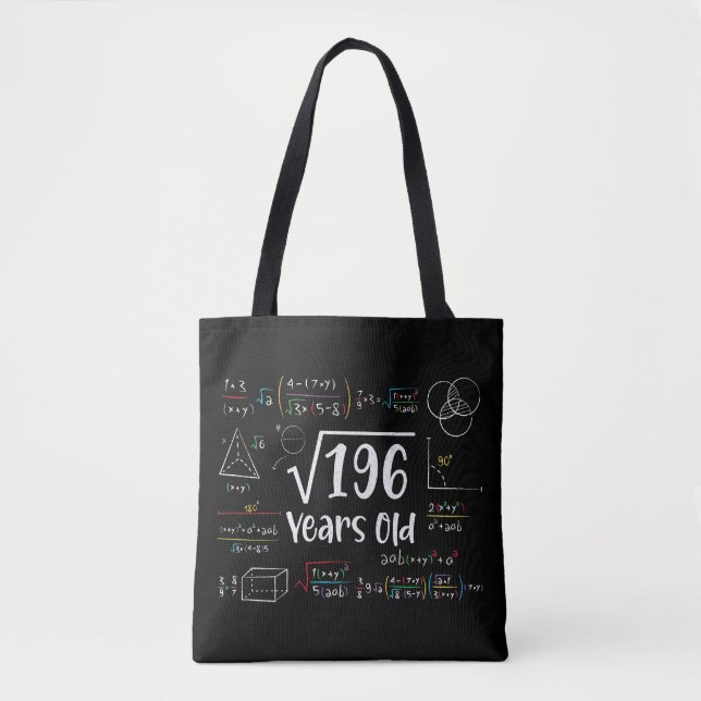 Square Root of 196 14th Birthday 14 Year Old Gifts Tygkasse (Framsida)
