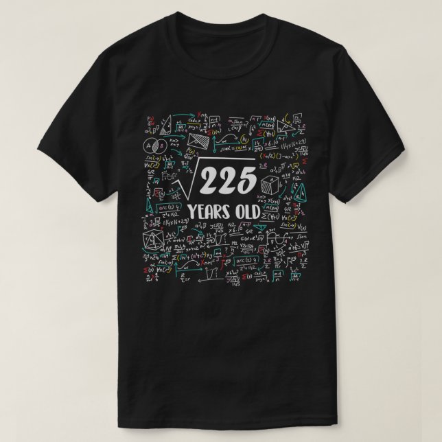 Square Root of 225 Bday Math 15 Birthday 15 Year T Shirt (Design framsida)