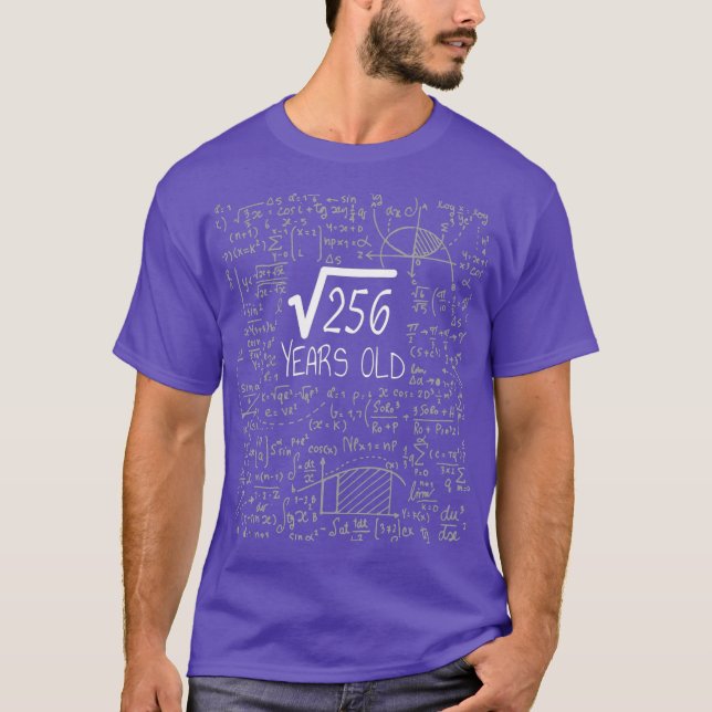 Square Root of 256 16 Years Old 16th Birthday T Shirt (Framsida)