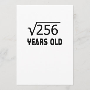 Square Root of 256 16 Ys years old 16th födelsedag Kort