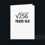 Square Root of 256 16 Ys years old 16th födelsedag Kort<br><div class="desc">Fullt Funny T Shirt</div>